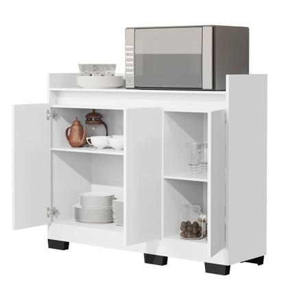 Imagem de Aparador Buffet Balcão Real 3 Portas Escritório Cozinha Sala Cantinho do Café Amplo Espaço Interno e Design Moderno