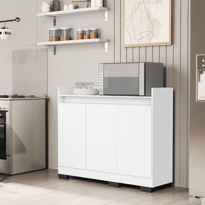 Imagem de Aparador Buffet Balcão Real 3 Portas Escritório Cozinha Sala Cantinho do Café Amplo Espaço Interno e Design Moderno