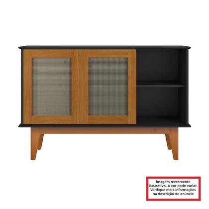 Imagem de Aparador Buffet Balcão Sala de Estar  3 Portas   Organizador Multiuso Balcão  Preto Marrom Madeira