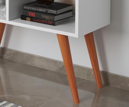 Imagem de Aparador Buffet Bar com Adega Rubi Branco + Conjunto de Mesa Apoio e Lateral Classic Off / Nat