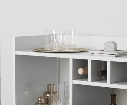 Imagem de Aparador Buffet Bar com Adega Rubi Branco + Conjunto de Mesa Apoio e Lateral Classic Off / Nat