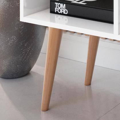 Imagem de Aparador Buffet Bar com Adega Rubi + Conjunto de Mesas Apoio e Lateral Maju New Branco