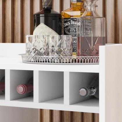 Imagem de Aparador Buffet Bar com Adega Rubi + Conjunto de Mesas Apoio e Lateral Maju New Branco