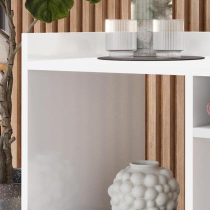 Imagem de Aparador Buffet Bar com Adega Rubi + Conjunto de Mesas Apoio e Lateral Maju New Branco