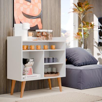 Imagem de Aparador Buffet Bar com Cantinho do Cafe Viena + Conjunto de Mesas Apoio e Lateral Maju New