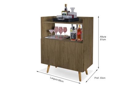 Imagem de Aparador Buffet Bar ou cantinho do café Suíça com pés retrô e 2 portas - sala de estar ou jantar