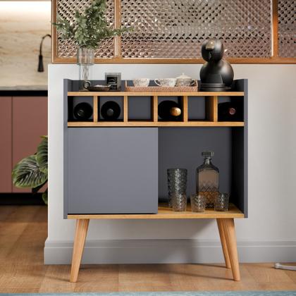 Imagem de Aparador Buffet Bar Retro Florença Com Adega / Suporte Pés Palito Cores Disponiveis