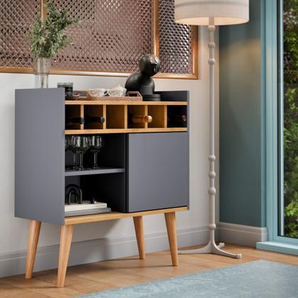 Imagem de Aparador Buffet Bar Retro Florença Com Adega / Suporte Pés Palito Cores Disponiveis