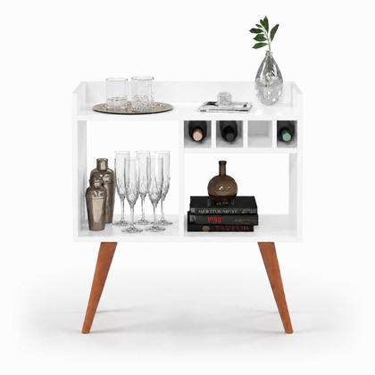 Imagem de Aparador Buffet Cantinho Café Escritório Retro Modelo RUBI Pés Palito Chanfrado Branco