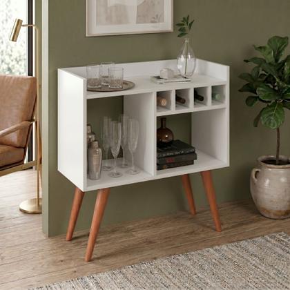 Imagem de Aparador Buffet Cantinho Café Escritório Retro Modelo RUBI Pés Palito Chanfrado Branco