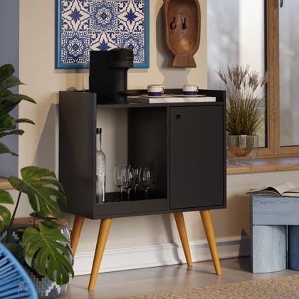 Imagem de Aparador Buffet Cantinho do Cafe Decoracao Retrô Linos Com Nichos 1 Porta