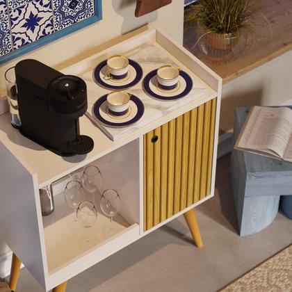 Imagem de Aparador Buffet Cantinho do Cafe Decoracao Retrô Linos Com Nichos 1 Porta