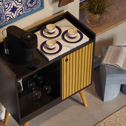 Imagem de Aparador Buffet Cantinho do Cafe Decoracao Retrô Linos Com Nichos 1 Porta