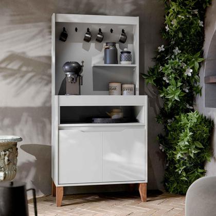 Imagem de Aparador Buffet Cantinho do Café Flow 2 Portas com Pés em Madeira Branco - Rede Móveis