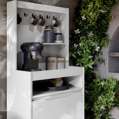 Imagem de Aparador Buffet Cantinho do Café Flow 2 Portas com Pés em Madeira Branco - Rede Móveis