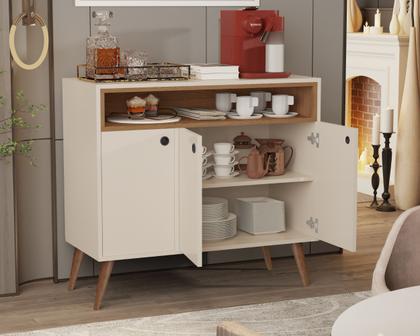 Imagem de Aparador Buffet Coffe break Pés Palito 3 Portas Nicho Lille Cores - Comprar Moveis em Casa
