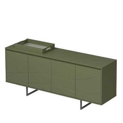 Imagem de Aparador Buffet com bandeja de vidro 4 Portas com Pés de Metal Serra do Mar Artely