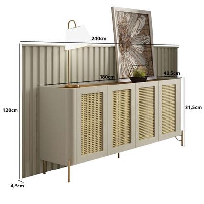 Imagem de Aparador Buffet com Porta Sextavada com Painel Ripado 240cm