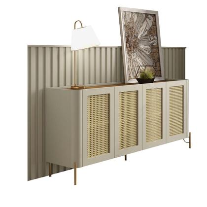 Imagem de Aparador Buffet com Porta Sextavada com Painel Ripado 240cm