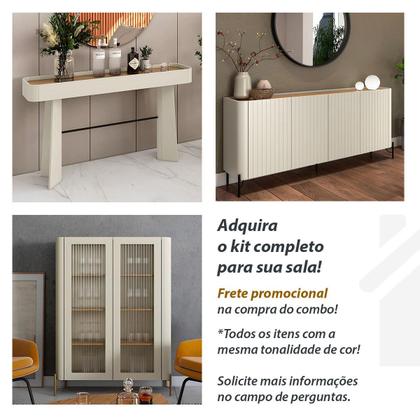 Imagem de Aparador Buffet com Porta Sextavada com Painel Ripado 240cm