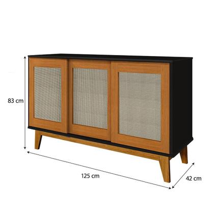 Imagem de Aparador Buffet Detroit 3 Portas com Pés em Madeira Maciça