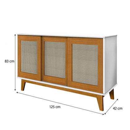 Imagem de Aparador Buffet Detroit 3 Portas com Pés em Madeira Maciça