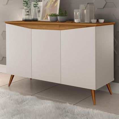 Imagem de Aparador Buffet Encanto 3 Portas Retrô Com Pés De Madeira 6 Cores