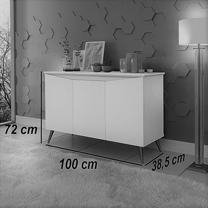 Imagem de Aparador Buffet Encanto 3 Portas Retrô Com Pés De Madeira 6 Cores