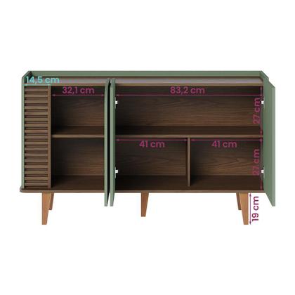 Imagem de Aparador Buffet Jurere com 3 Portas e Pés de Madeira Maciça