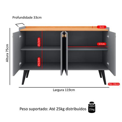 Imagem de Aparador Buffet Kiev Cantinho Café Decoração Sala Jantar Estar Cozinha Organizadora RPM Móveis