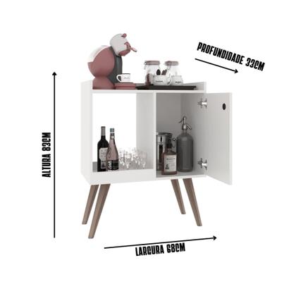 Imagem de Aparador Buffet Linus Cantinho do Café com 1 porta pés palito - Preto com Ripado