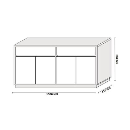 Imagem de Aparador Buffet Para Sala De Jantar 1,50m Com 4 Portas e 2 Gavetas Ana Ypê New Ceval