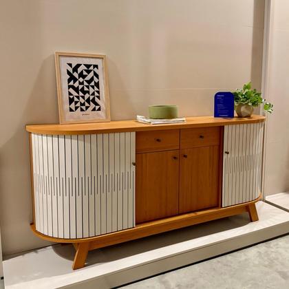 Imagem de Aparador Buffet para Sala de Jantar 2 Portas Flexíveis Curvo 2 Gavetas Monaco