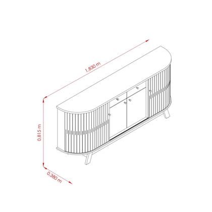 Imagem de Aparador Buffet para Sala de Jantar 2 Portas Flexíveis Curvo 2 Gavetas Monaco