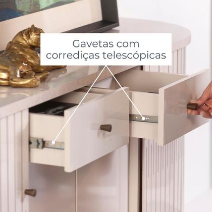 Imagem de Aparador Buffet para Sala de Jantar 2 Portas Flexíveis Curvo 2 Gavetas Monaco