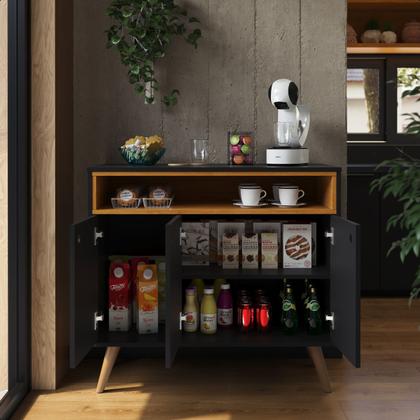 Imagem de Aparador Buffet Paris Cantinho do Café Com 3 Portas e Nicho