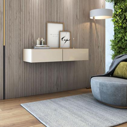 Imagem de aparador buffet pequeno bancada suspenso de parede com 2 gavetas estilo clean moderno multifuncional