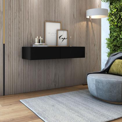 Imagem de aparador buffet pequeno bancada suspenso de parede com 2 gavetas estilo clean moderno multifuncional