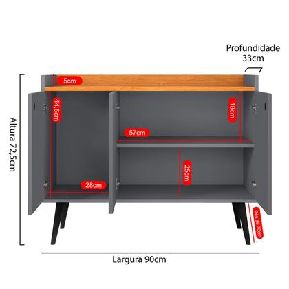 Imagem de Aparador Buffet Pequeno Retrô Cantinho Café Decoração Sala Escritório Cozinha Recepção Wood New Simples - RPM