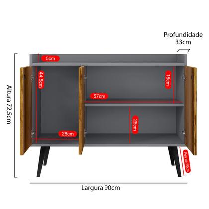 Imagem de Aparador Buffet Pequeno Retrô Cantinho Café Decoração Sala Escritório Cozinha Recepção Wood New Simples - RPM