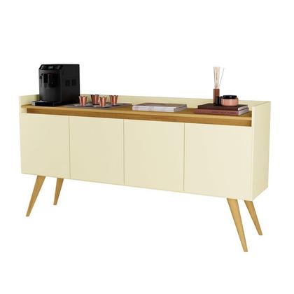 Imagem de Aparador Buffet Retro 4 Portas 1,60x0,81 Com Pés para Sala Estar Jantar Luxo Gd 