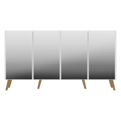 Imagem de Aparador Buffet Retrô com Espelho Multimóveis Veneza com 4 Portas FG3559 Branco/Natural