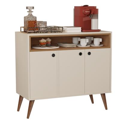 Aparador Buffet Retrô Pés Palito Cantinho Do Café Paris 3 Portas - Cor: Off White Com Freijó - Lojas K7 Móveis Imagem de Aparador Buffet Retrô Pés Palito Cantinho Do Café Paris 3 Portas - Cor: Off White Com Freijó - Lojas K7 Móveis