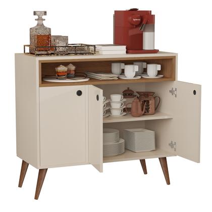 Aparador Buffet Retrô Pés Palito Cantinho Do Café Paris 3 Portas - Cor: Off White Com Freijó - Lojas K7 Móveis Imagem de Aparador Buffet Retrô Pés Palito Cantinho Do Café Paris 3 Portas - Cor: Off White Com Freijó - Lojas K7 Móveis