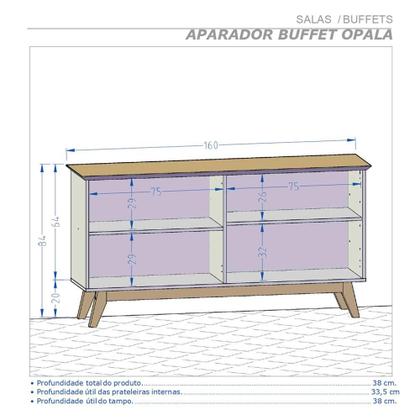 Imagem de Aparador Buffet Sala de Estar Opala 4 Portas
