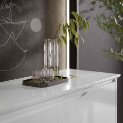 Imagem de Aparador Buffet Sala Flow 2 Portas 2 Gavetas com Pés de Madeira Branco - Rede Móveis