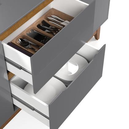 Imagem de Aparador Buffet Sala Flow 2 Portas 2 Gavetas com Pés de Madeira Cinza com Freijó - Rede Móveis