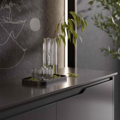 Imagem de Aparador Buffet Sala Flow 2 Portas 2 Gavetas com Pés de Madeira Preto - Rede Móveis