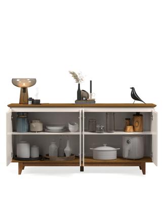 Imagem de Aparador Buffet Sala Flow 4 Portas com Pés de Madeira OffWhite - Rede Móveis