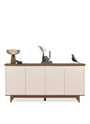 Imagem de Aparador Buffet Sala Flow 4 Portas com Pés de Madeira OffWhite - Rede Móveis